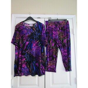 Jostar Shirt Pants Set Womens 3XL Abstract Print Lounge Made in USA 90s